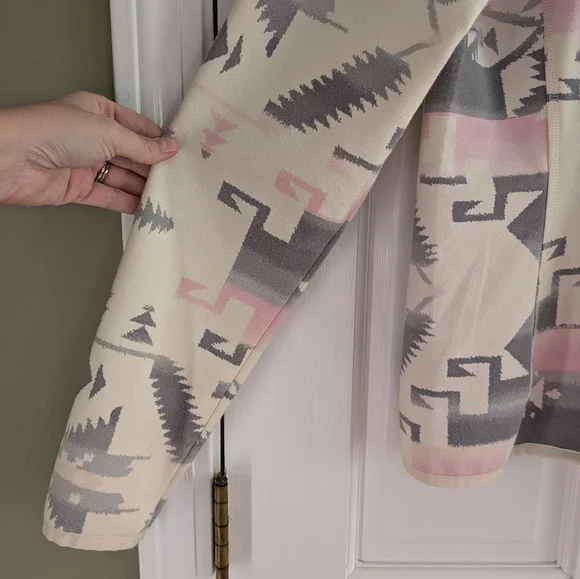 Ralph Lauren Aztec Western Preppy puffer Jacket pink and gray size L athleisure - Picture 8 of 9